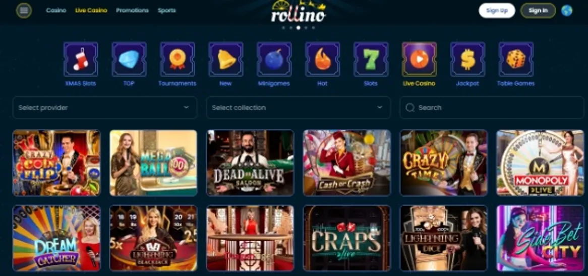 Bônus de registro em cassino ao vivo